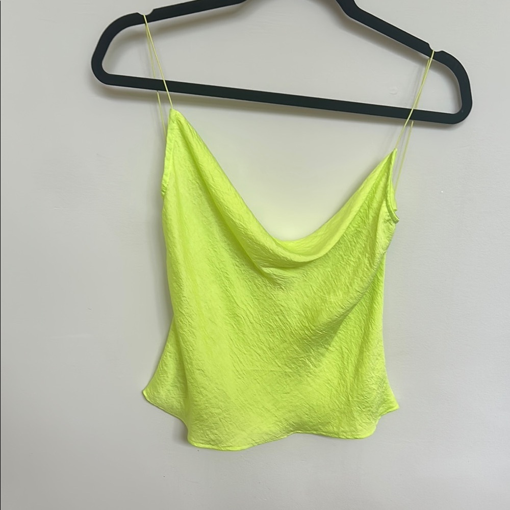 Neon Lime Cowl Neck Satin Camisole